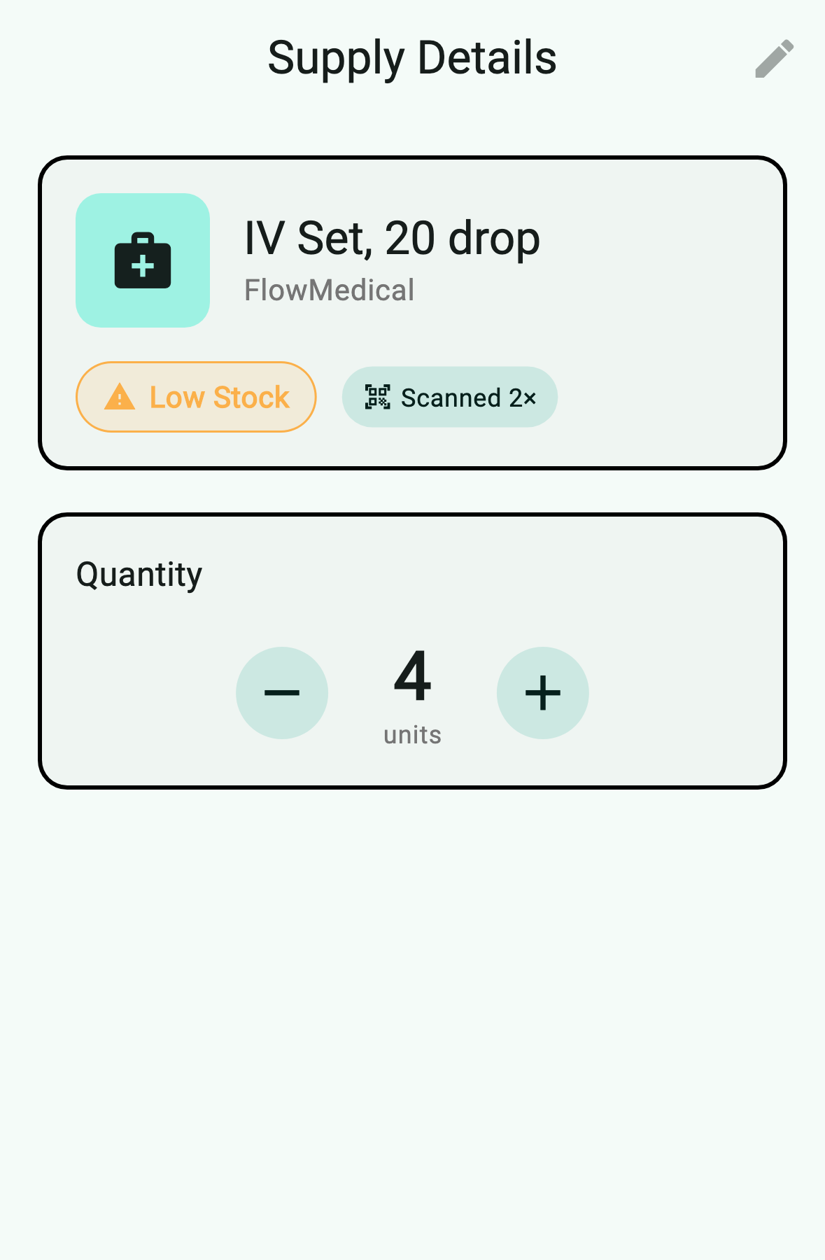 adjust quantity card