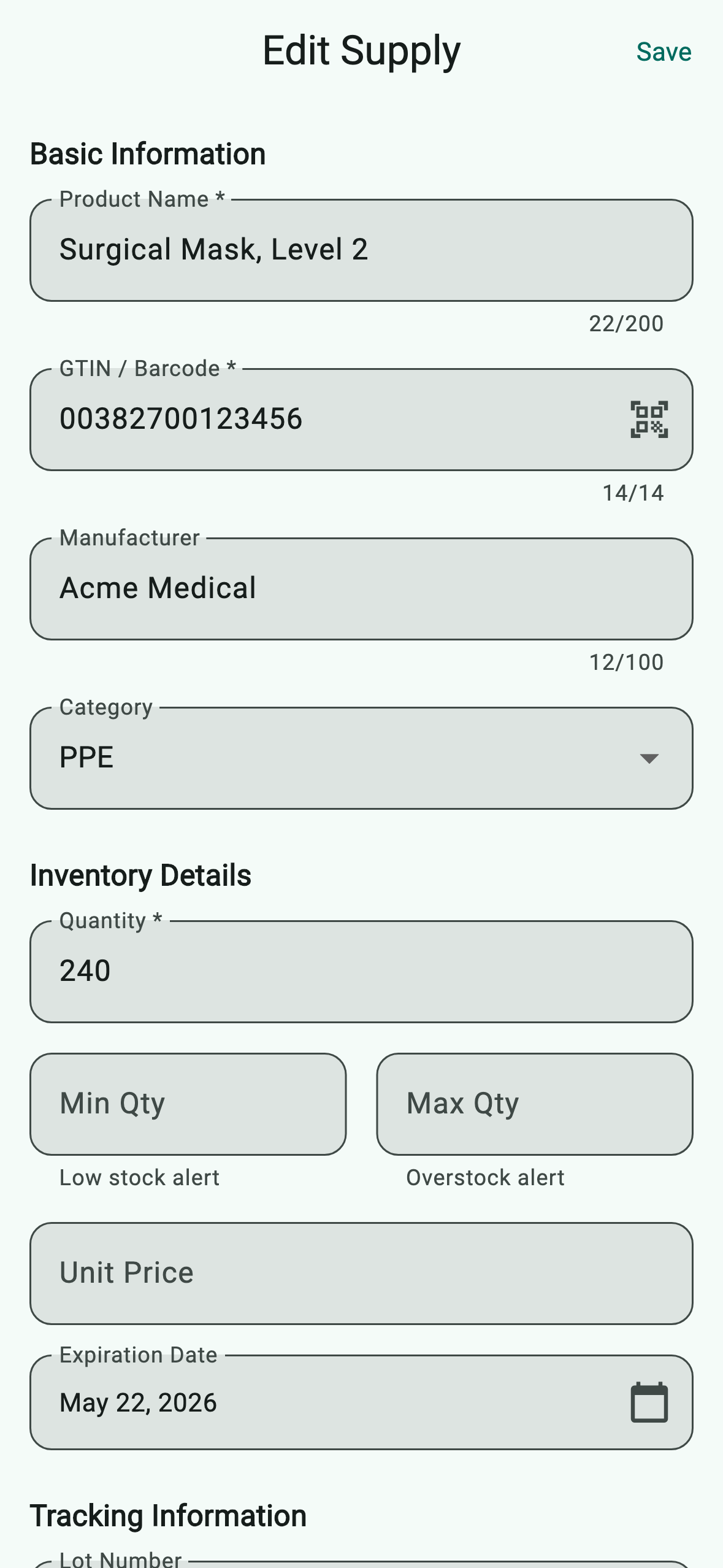 edit supply form