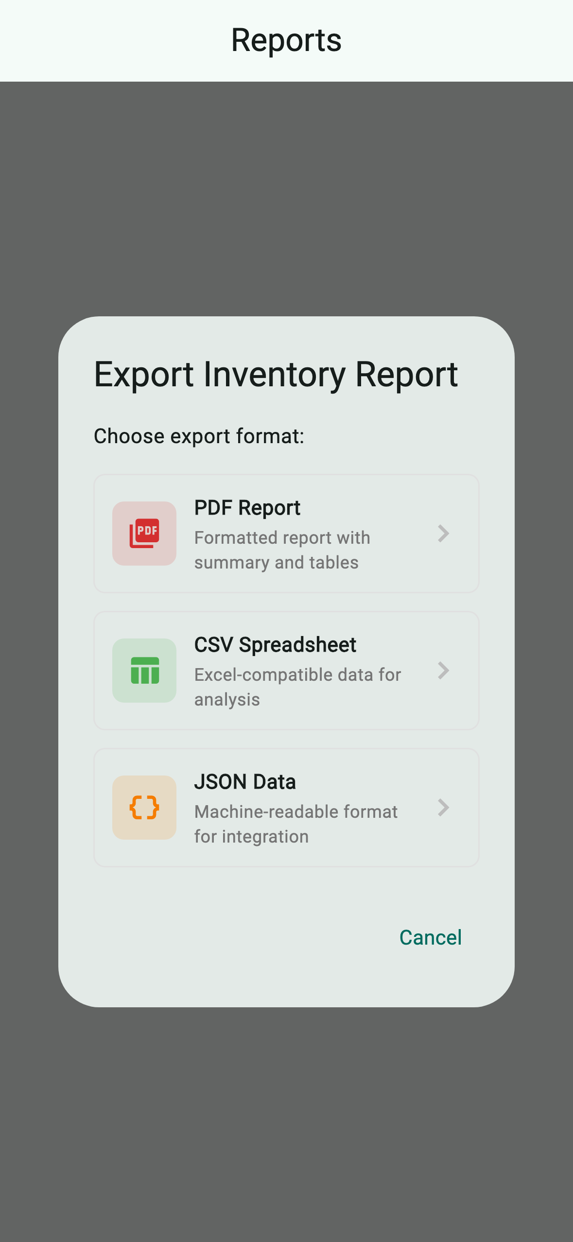 Export dialog