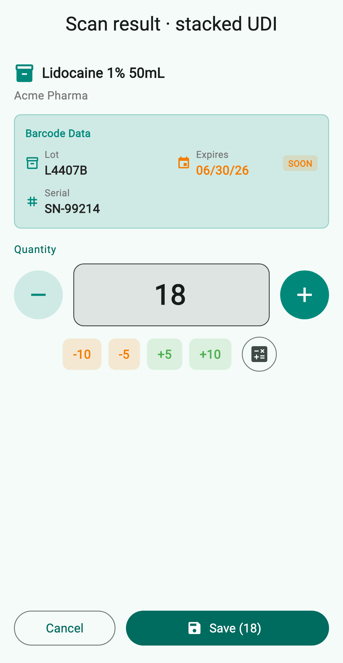 Merged stacked-UDI scan result