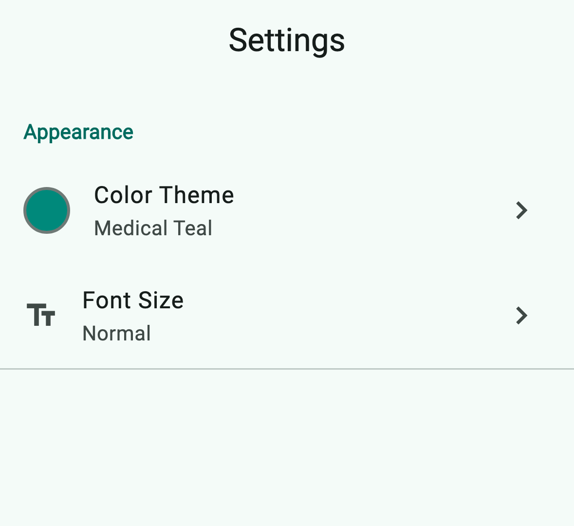 Appearance settings section
