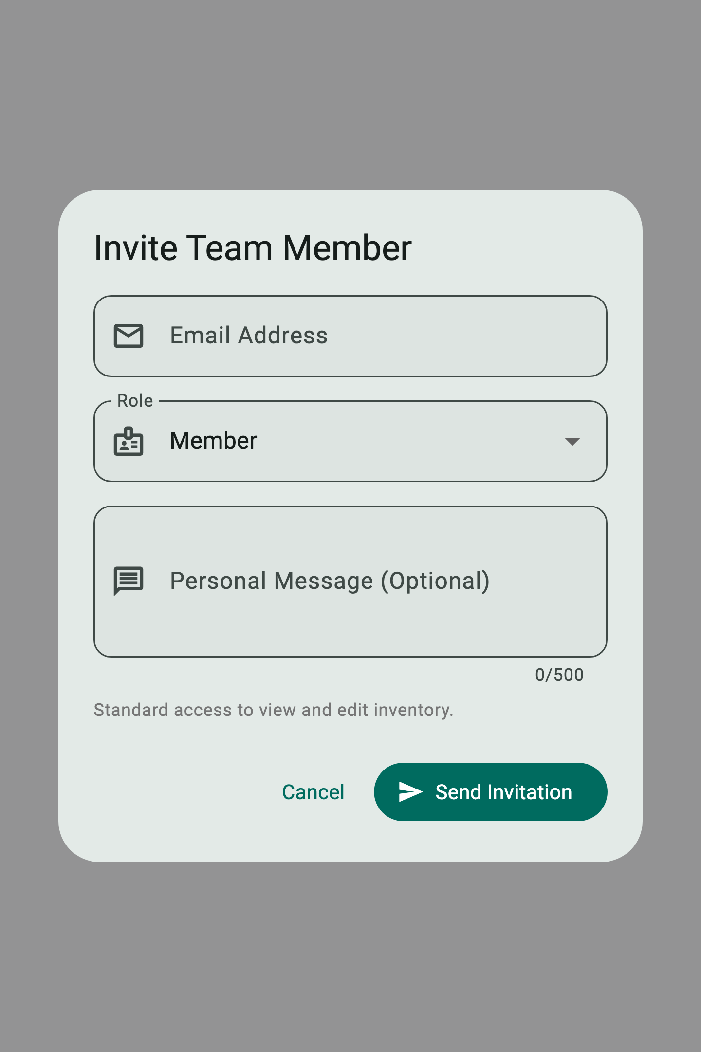 Invite member dialog