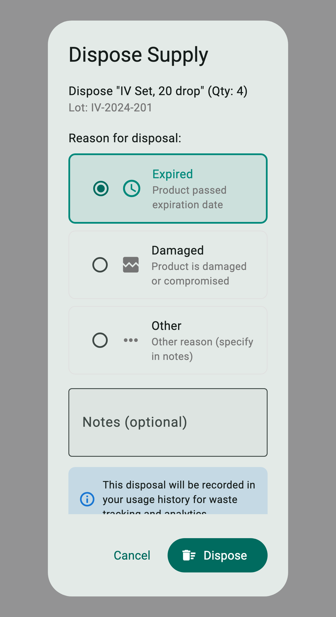 dispose dialog